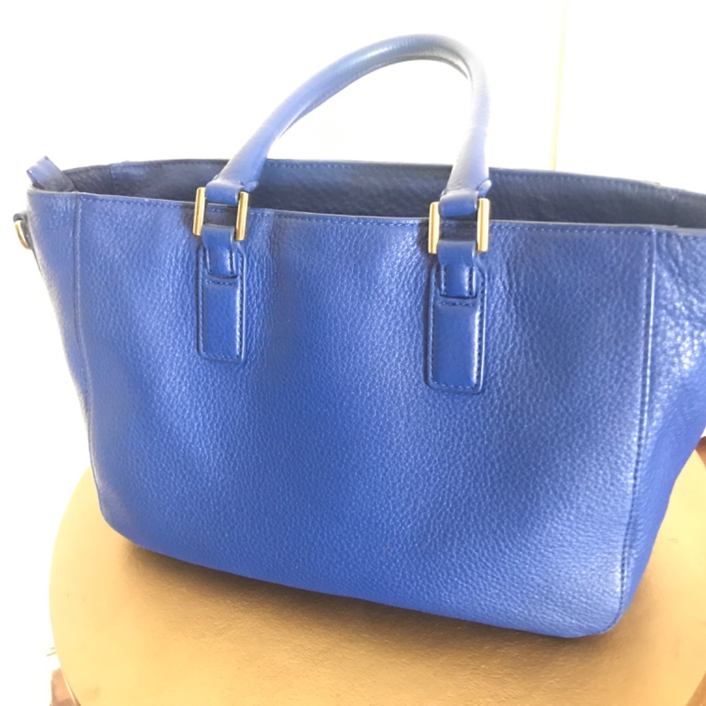 Tory Burch Blue Pebbled Leather Satchel - Picture 2 of 14
